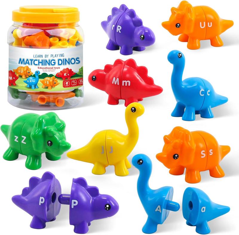 Matching Dinos – 26-Piece ABC Dinosaur Alphabet Learning Set for Toddlers