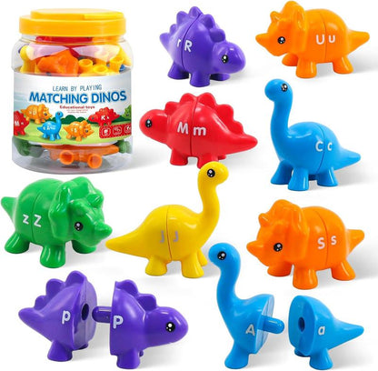 Matching Dinos – 26-Piece ABC Dinosaur Alphabet Learning Set for Toddlers