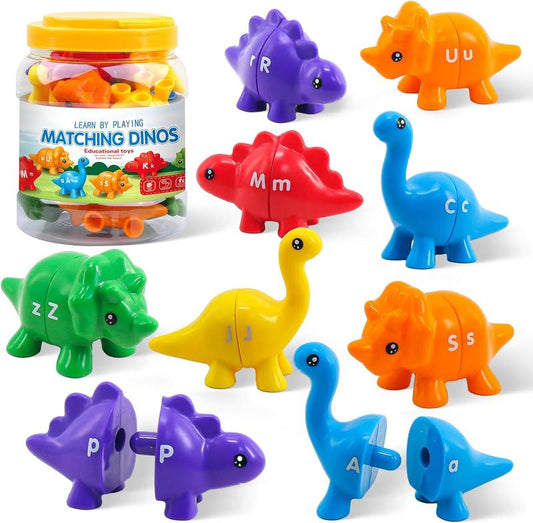 Matching Dinos – 26-Piece ABC Dinosaur Alphabet Learning Set for Toddlers