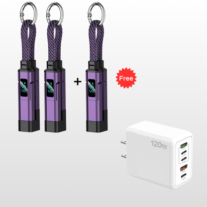 🔌 4-in-1 Charging Cable with Digital Display & Keychain – Fast-Charging, Kink-Resistant & Compact