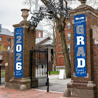 🎓Class of 2026 Graduation Banner 11.8" x 70.87" | Congrats Grad Front Door Porch Decor for Graduation Party (✨Set of 2)
