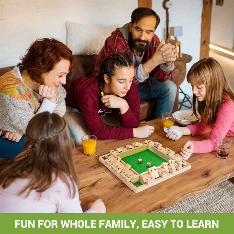 🏆🎁SHUT THE BOX-WOODEN DICE BOARD GAME