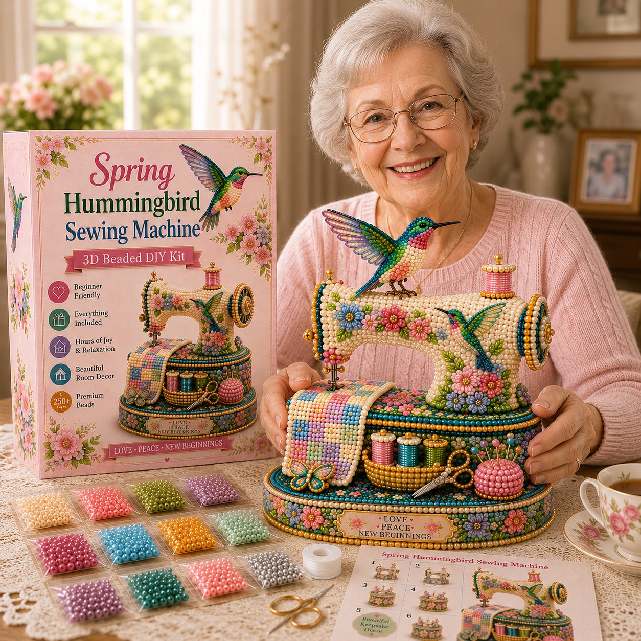 🌸Spring Hummingbird Sewing Machine 💗 3D Spring Limited Keepsake Edition DIY