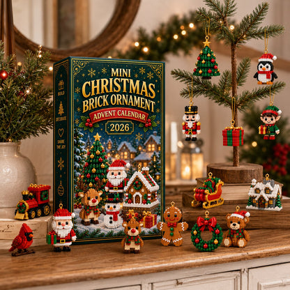 ⏳ Last Day 49% OFF – 🎄24-Day Mini Christmas Brick Ornament Advent Calendar | 24 Unique Buildable Holiday Designs with Hanging Loops for Trees, Garlands & Festive Displays 🧱