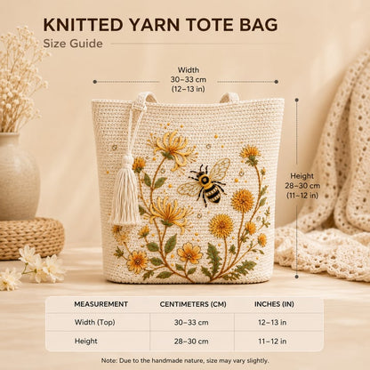 🔥Last Day 49% OFF-🐝 Handmade Crochet Bee Embroidered Tote Bag (✨2026 Limited Edition)