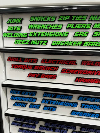 🎁🎁QRT Toolbox Drawer Tags