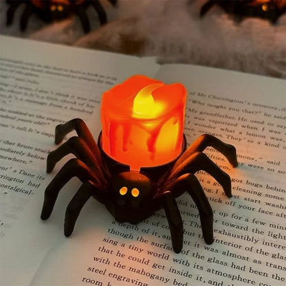 🏆2026 Hot Sale⚡🎃Halloween LED Pumpkin Lamp with Creepy Spider - Flameless Flickering Candle Light for Home Decor🕷️
