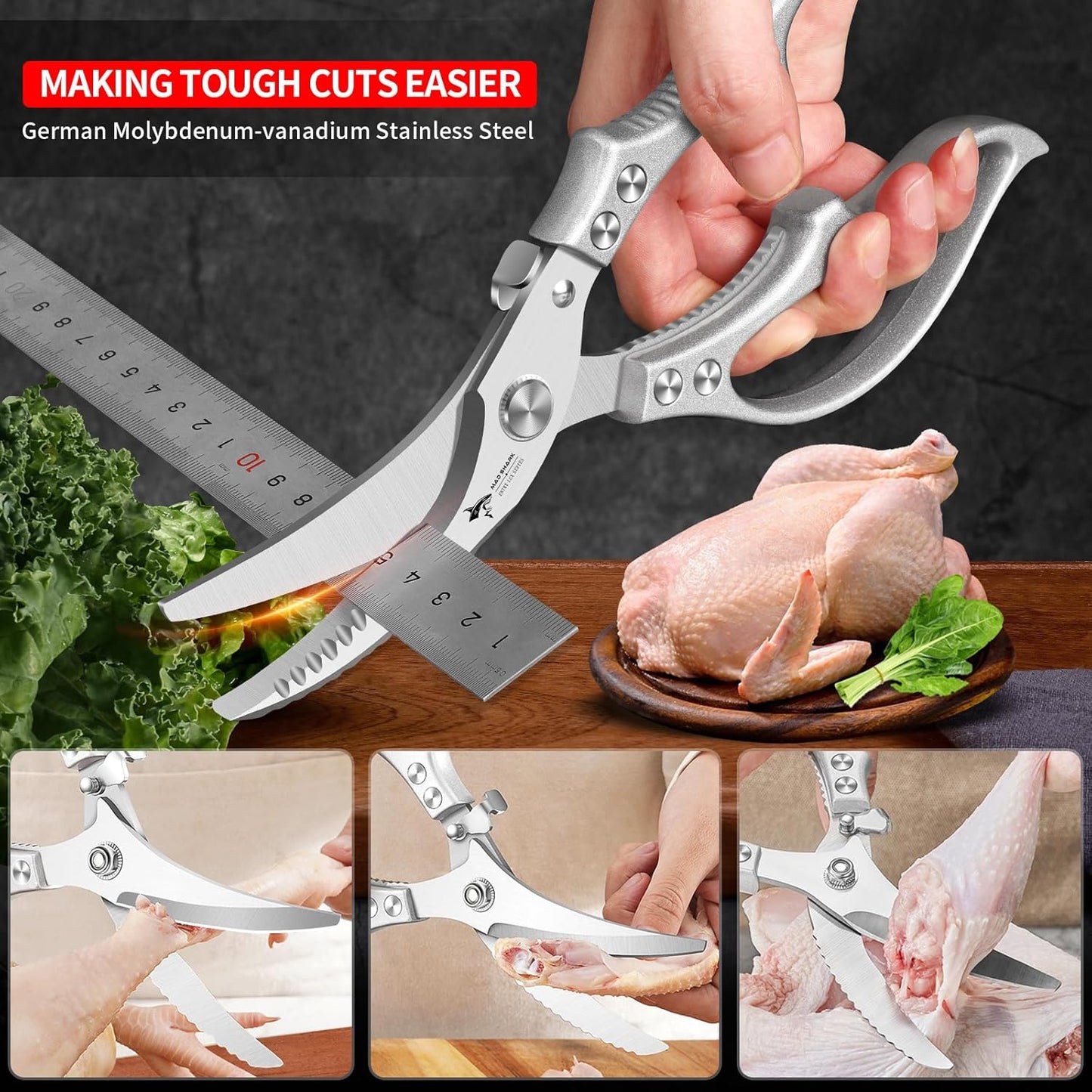 ✂️ LIMITED TIME 49% OFF! ⚡ Heavy-Duty Multifunction Kitchen Shears – 4-in-1 Tool with Fish Scaler, Bottle Opener & Safety Lock 🔪