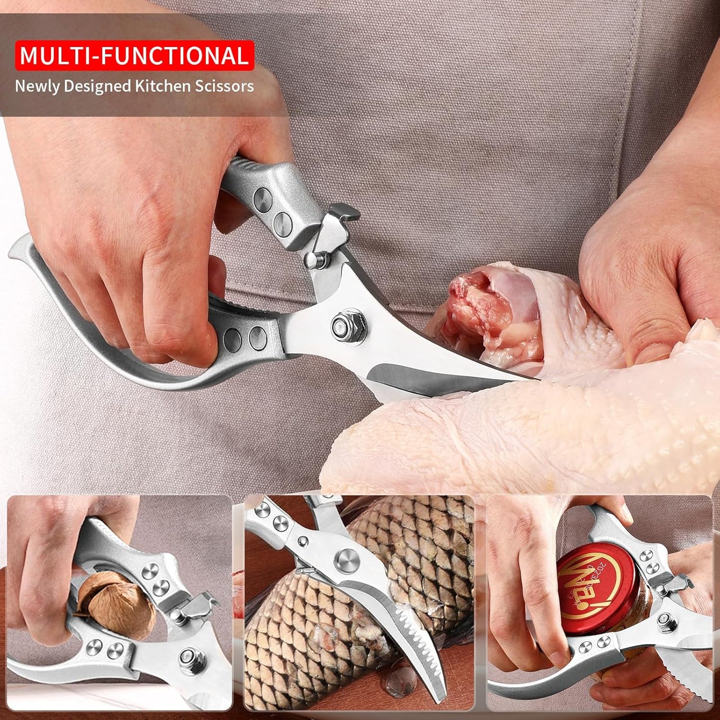 ✂️ LIMITED TIME 49% OFF! ⚡ Heavy-Duty Multifunction Kitchen Shears – 4-in-1 Tool with Fish Scaler, Bottle Opener & Safety Lock 🔪