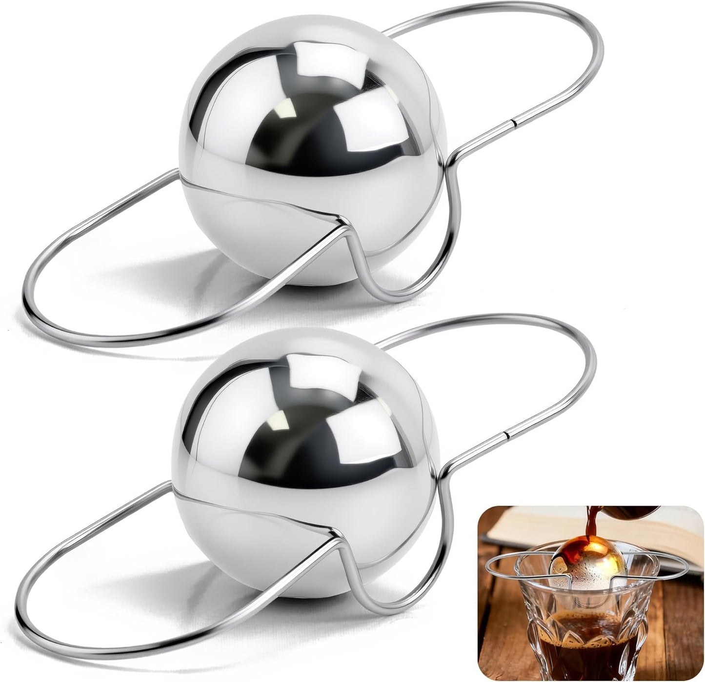 ☕❄️ Espresso Cooling Ball • Stainless Steel Frozen Ice Rocks for Coffee