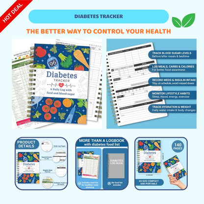 📘✨Special for Diabetes🔥Diabetes Tracker Book with Food List