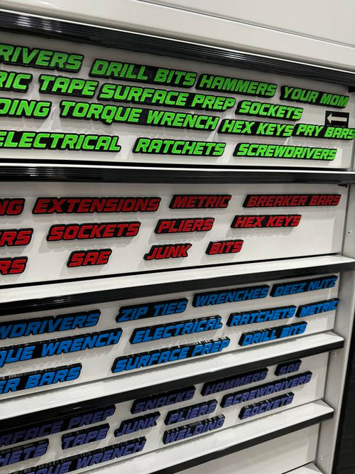 🎁🎁QRT Toolbox Drawer Tags