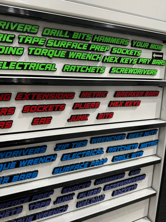 🎁🎁QRT Toolbox Drawer Tags