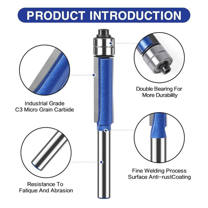 🛠️Professional 4-Piece Double Bearing Flush Trim Router Bit Set