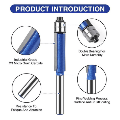 🛠️Professional 4-Piece Double Bearing Flush Trim Router Bit Set
