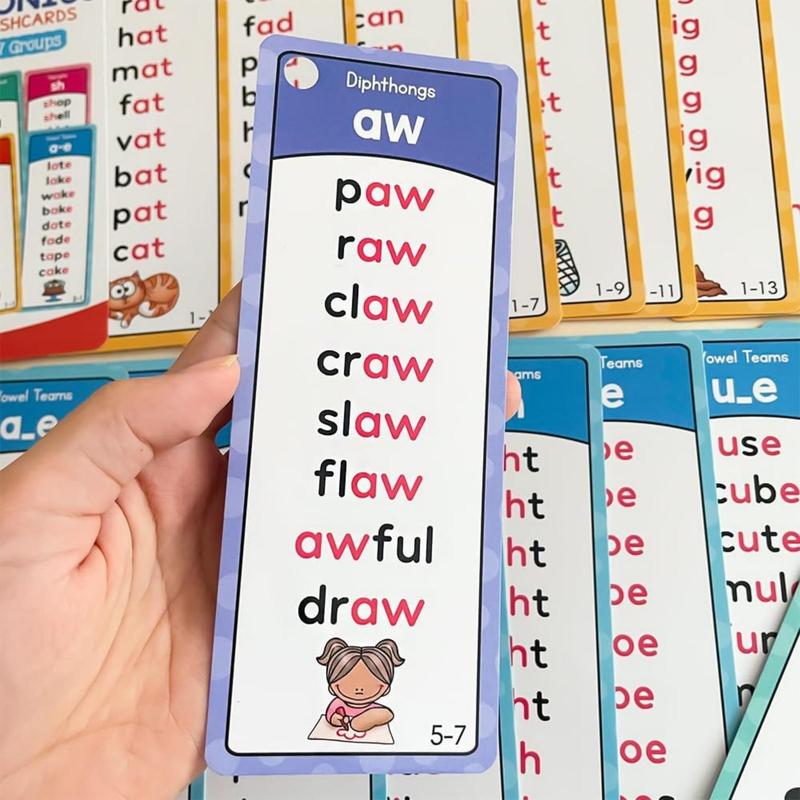 Phonics Word Cards 117 Sound Groups 900+ Rhyming Words Preschool English Discovery Joy