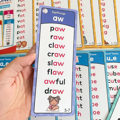 Phonics Word Cards 117 Sound Groups 900+ Rhyming Words Preschool English Discovery Joy