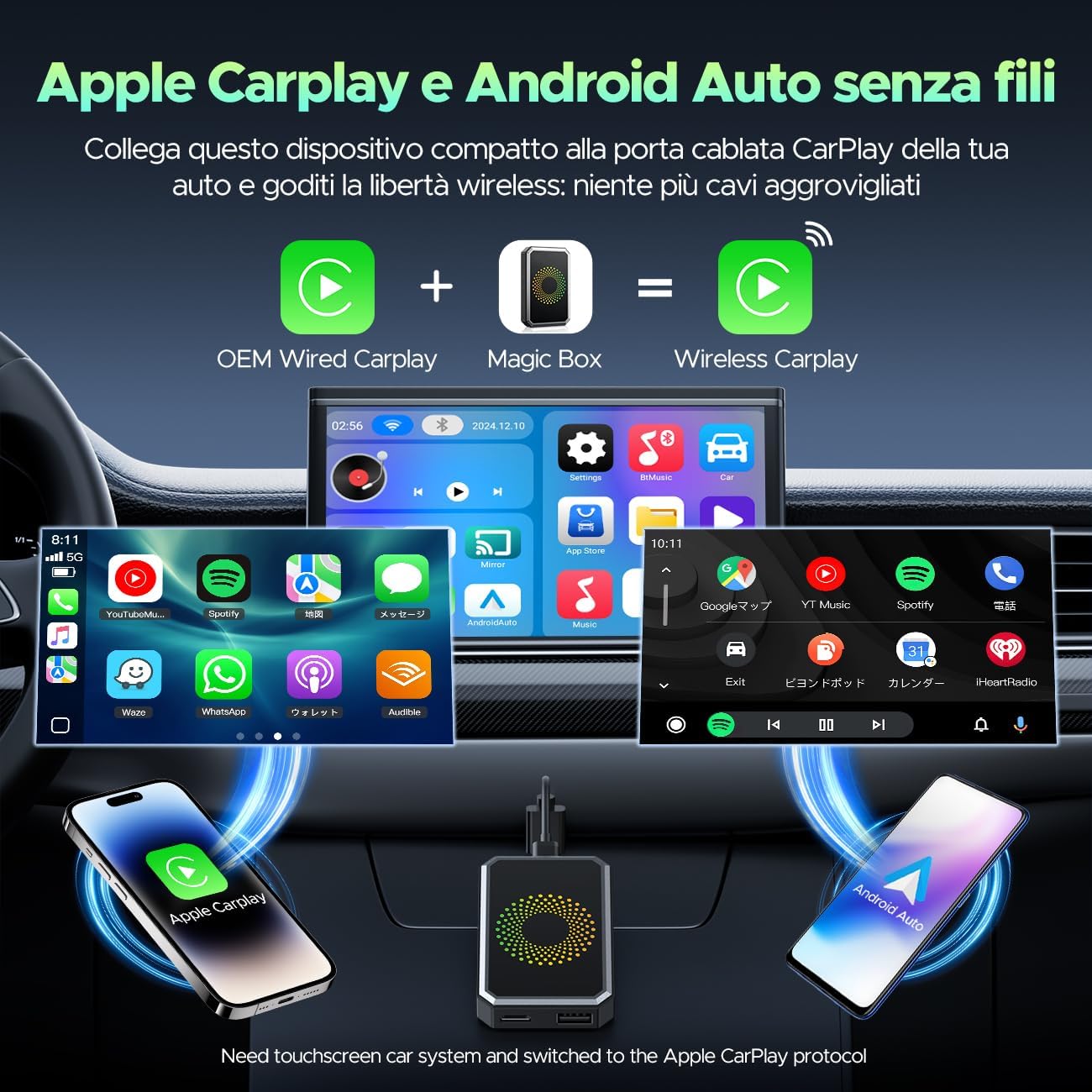 📱 Smart Car Upgrade! 3in1 Android Box + CarPlay Adapter (HDMI Compatible)