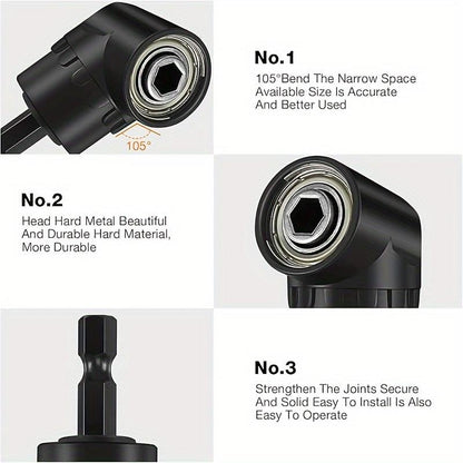 🔩6pcs Right-Angle Drill Bit Accessory Set - Easy to Install & Wide Compatibility🛠️