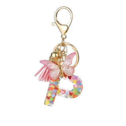🔥Butterfly Letter Keychain Tassel Design Vibrant Durable Lightweight Gift(2 pcs)