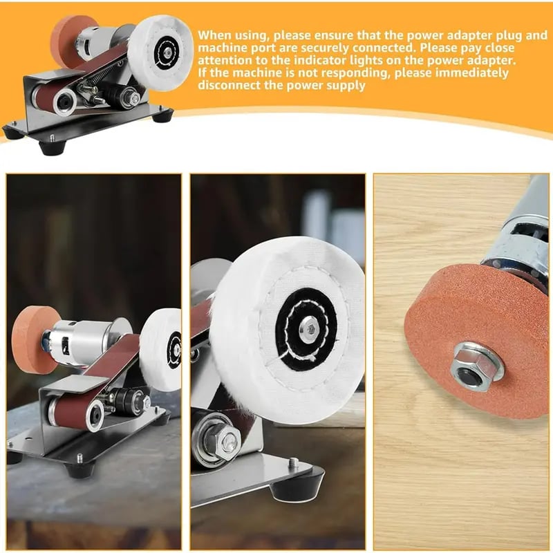 3-in-1 Mini Belt Sander Kit 🛠️ | 7-Speed Adjustable Desktop Polisher for Metal & Wood ✨