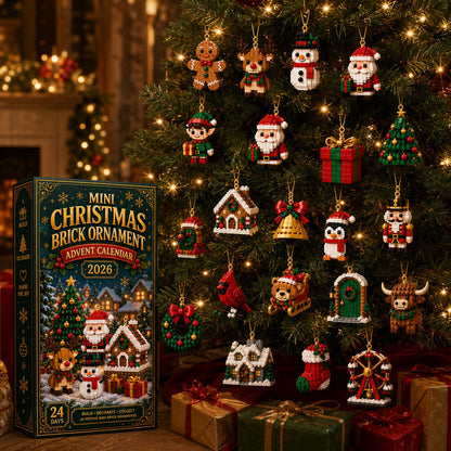 ⏳ Last Day 49% OFF – 🎄24-Day Mini Christmas Brick Ornament Advent Calendar | 24 Unique Buildable Holiday Designs with Hanging Loops for Trees, Garlands & Festive Displays 🧱