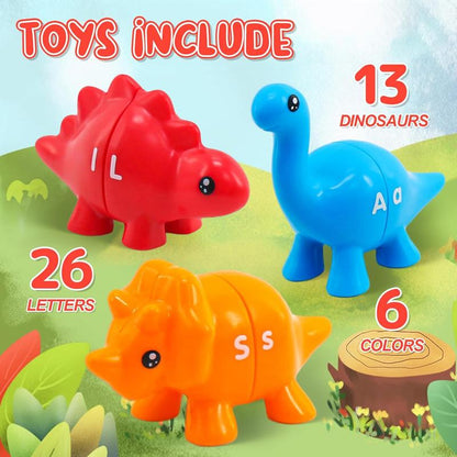 Matching Dinos – 26-Piece ABC Dinosaur Alphabet Learning Set for Toddlers
