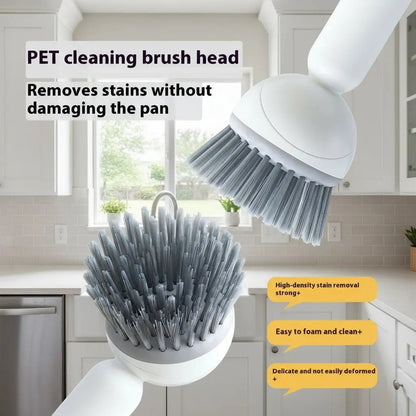 🥣Kitchen Essentials🍽️6-in-1 Dish Brush with Detergent Dispenser 360° Rotating Scrubber