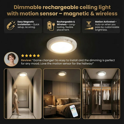 ✨Dimmable rechargeable ceiling light with motion sensor – magnetic & wireless