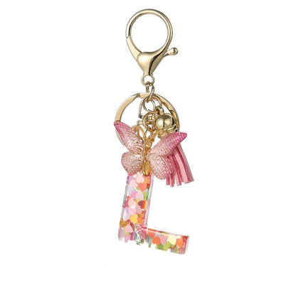 🔥Butterfly Letter Keychain Tassel Design Vibrant Durable Lightweight Gift(2 pcs)