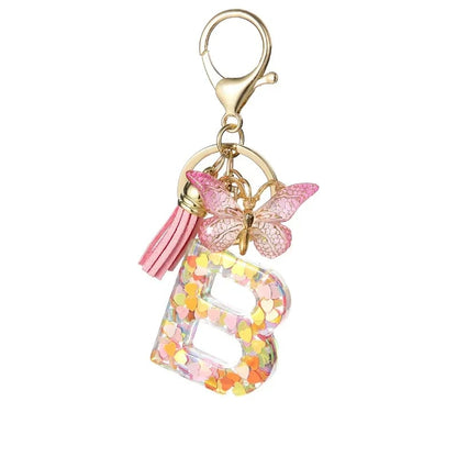 🔥Butterfly Letter Keychain Tassel Design Vibrant Durable Lightweight Gift(2 pcs)