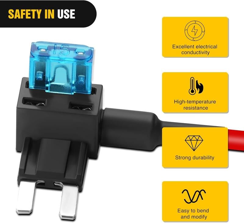 12 in 1 Universal Add-a-Circuit Kit (Micro2/Mini/LP/Std) – 12 Pcs Fuse Tap + 12 Pcs Fuse – No-Cut Solution for Car Dash Cam & LED🚗⚡