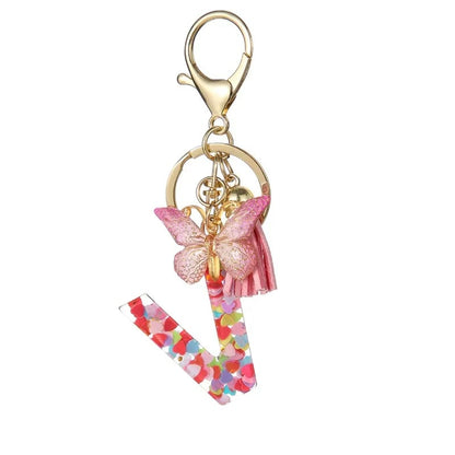 🔥Butterfly Letter Keychain Tassel Design Vibrant Durable Lightweight Gift(2 pcs)