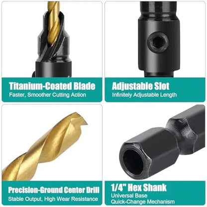 🛠️ 5PCS Countersink Drill Bit Set – Precision Drilling for Perfect Screw Holes