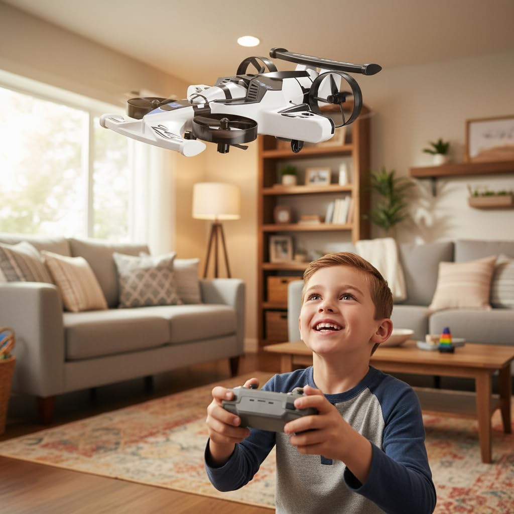 RC Car & Plane 2-in-1 – Remote Control Land & Air Vehicle with 360° Drift Tires, One-Touch Takeoff & 3 Speeds