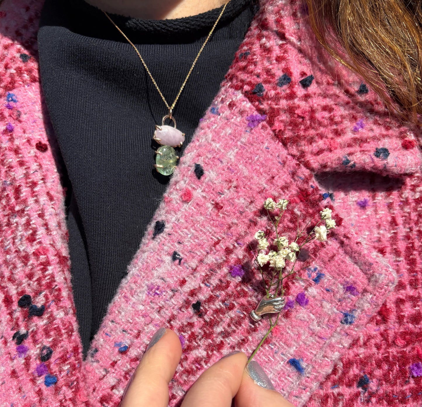 Holding Flowers Hand Lapel Pin