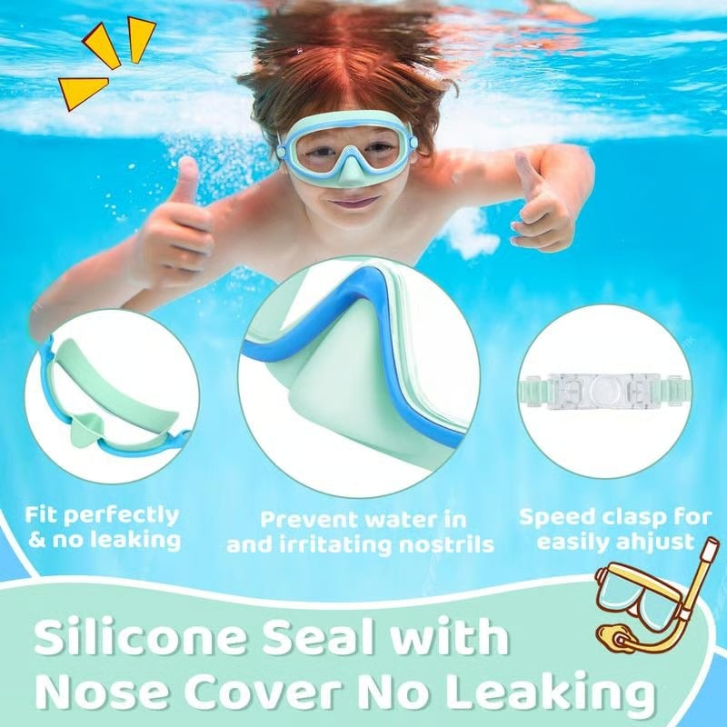 🏊‍♀️-HD children's large frame waterproof and anti-fog swimming goggles