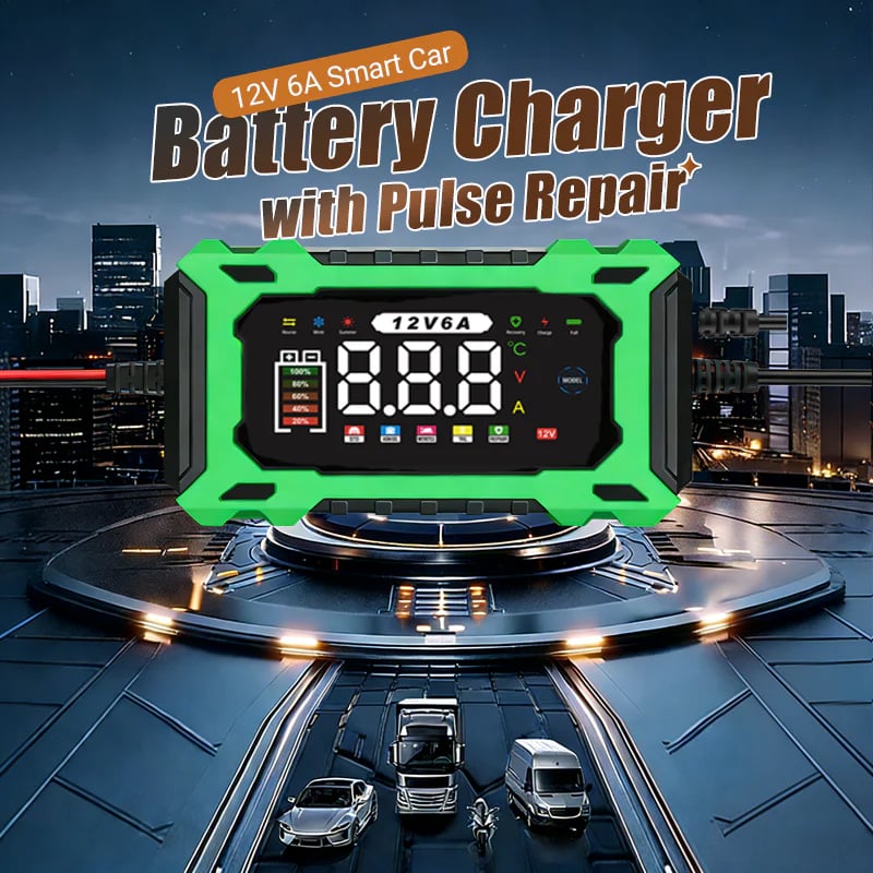 ⚡ 12V 6A Smart Car Battery Charger with Pulse Repair – Fast, Safe & Extend Battery Life 🚗🔋✨