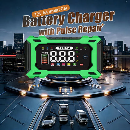 ⚡ 12V 6A Smart Car Battery Charger with Pulse Repair – Fast, Safe & Extend Battery Life 🚗🔋✨