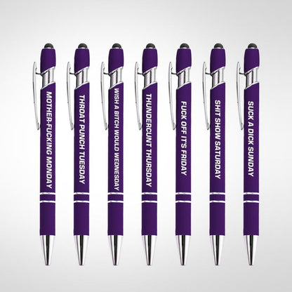 💝Funny Stress-Relief Daily Quotes Metal Ballpoint Pen Set (7 Pcs) | 🎁Office Christmas Gift Exchange