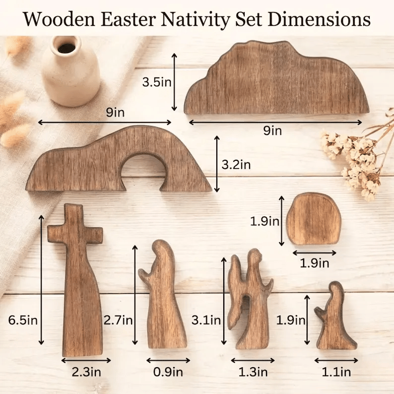 ✨Wooden Resurrection Scene - Jesus Empty Tomb & Cross Easter Decor Set