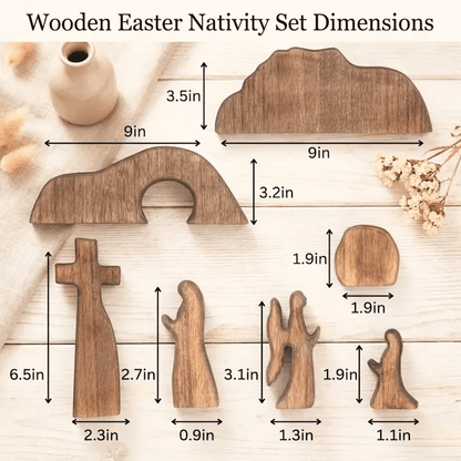 ✨Wooden Resurrection Scene - Jesus Empty Tomb & Cross Easter Decor Set