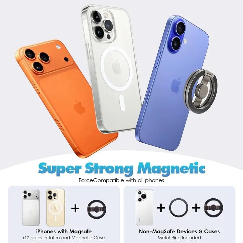 MAGNETIC RING - 2-in-1 Phone Stand & Fidget Spinner Combo, Dual Magnetic Ring Stand, Foldable, 360° Rotation