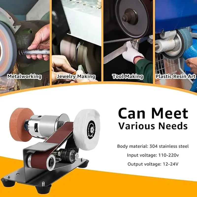 3-in-1 Mini Belt Sander Kit 🛠️ | 7-Speed Adjustable Desktop Polisher for Metal & Wood ✨