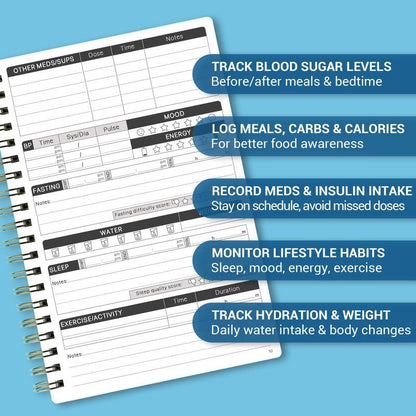 📘✨Special for Diabetes🔥Diabetes Tracker Book with Food List