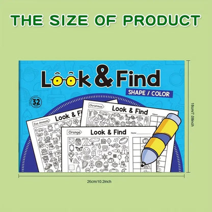 ✍️🧠Interactive Look & Find Coloring Book - ✨Ages 3+, 1000+ Pictures, Preschool Learning & Family Fun