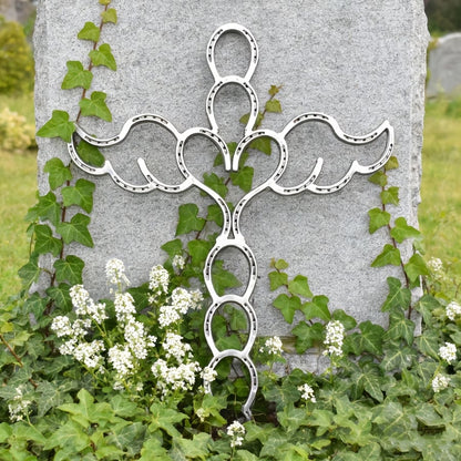 🔥Limited Edition! ✝️Handcrafted Angel Cross with Horseshoe And Heart for Garden Decoration