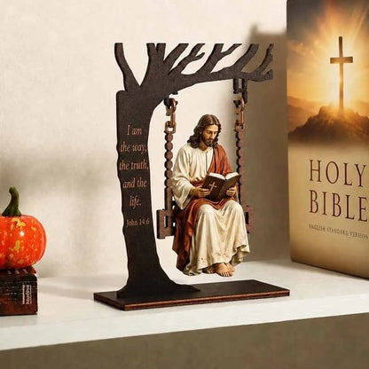 🔥Last Day Promotion! ✝️ Blessed Mary Cradle Swing Ornament – Luke 1:46–47 Faith Table Decor | Holy Virgin Prayer Sculpture with Dove & Crescent Arch Home Decoration