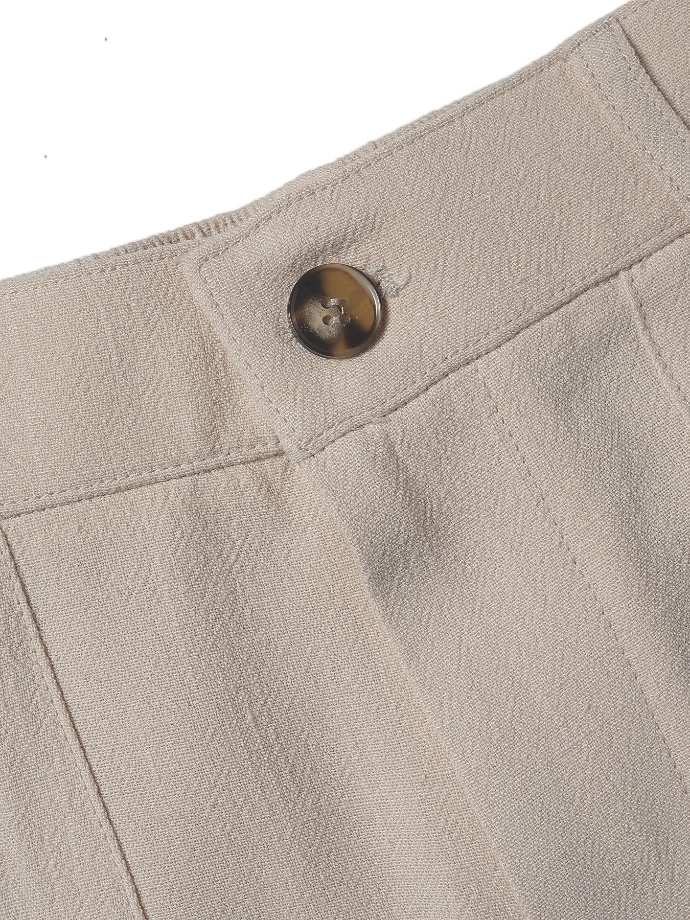 Women's Cotton Linen Palazzo Pants Summer Flowy Wide Straight Leg Beach Trousers With Pocket