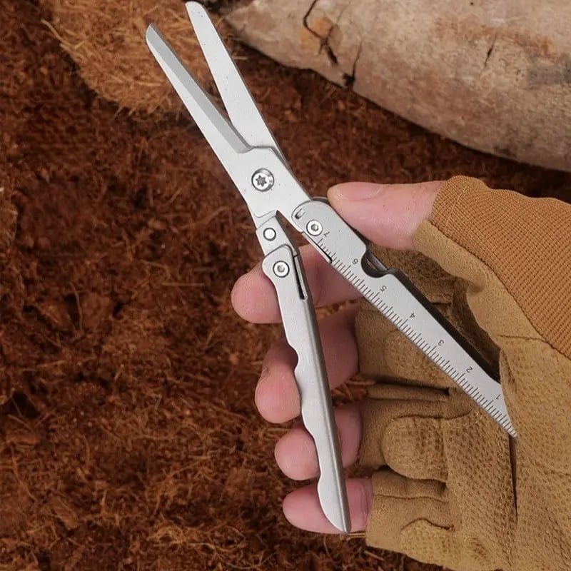 ✂️ 2-in-1 Foldable EDC Scissors with Built-In Ruler